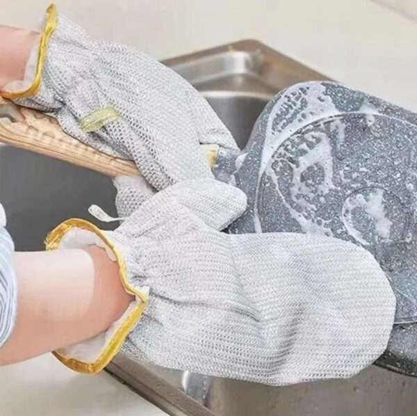 2pcs Waterproof Steel Wire Dishwashing Gloves